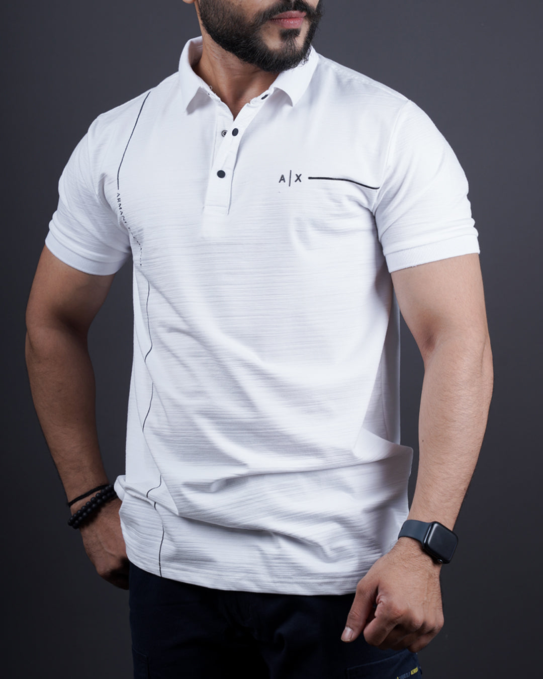 White color collar matter t-shirt for men