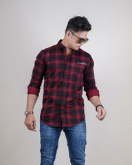 MAROON COLOR CHECKS CASUAL SHIRT