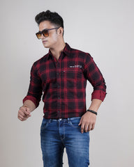 MAROON COLOR CHECKS CASUAL SHIRT