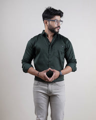 GREEN COLOR LINING CASUAL SHIRT