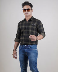 OLIVE COLOR CHECKS CASUAL SHIRT