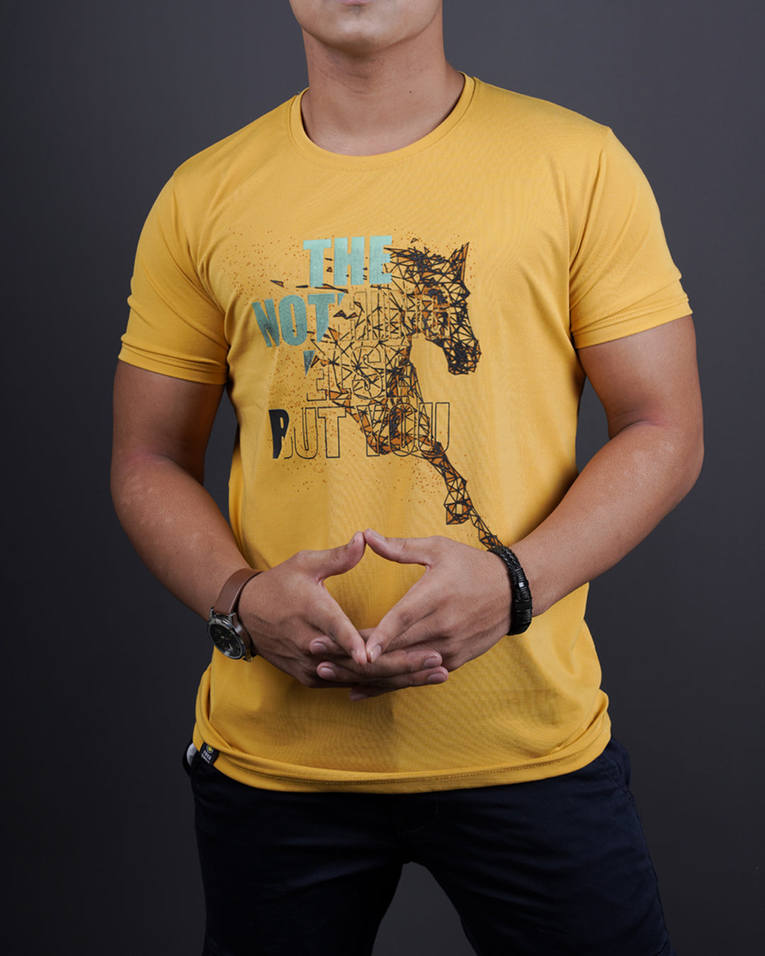 Mustard color matter t-shirt for men