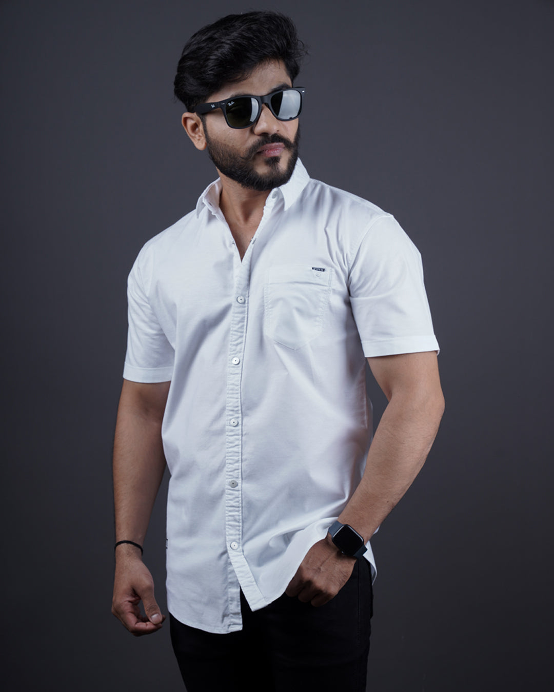 White color color half sleeve plain casual shirt shirt for casual wear.