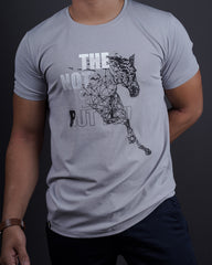 Grey round neck matter t-shirt for men