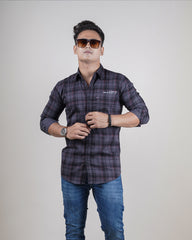 GREY COLOR CHECKS CASUAL SHIRT