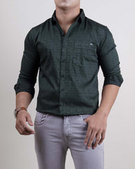 GREEN COLOR PRINTED LYCRA CASUAL SHIRT