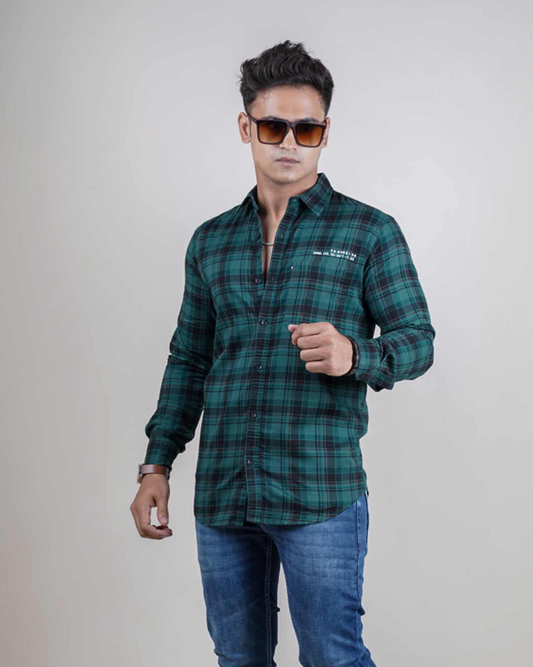 GREEN COLOR CHECKS CASUAL SHIRT