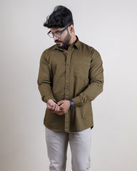 Olive color color plain casual shirt shirt for casual wear.