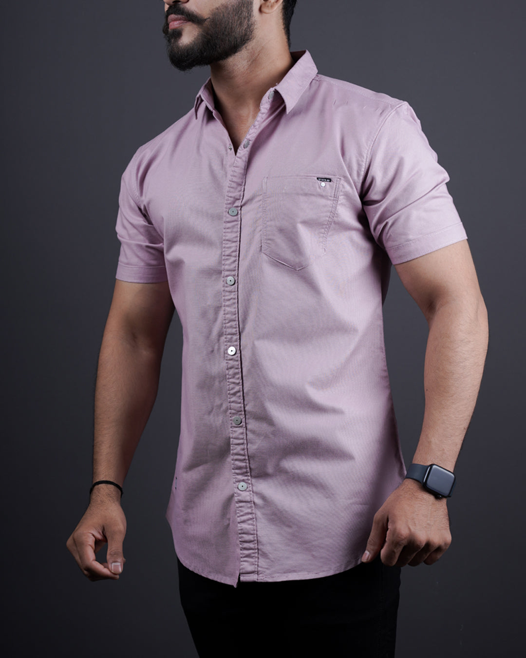 ONION COLOR HALF SLEEVE PLAIN CASUAL SHIRT