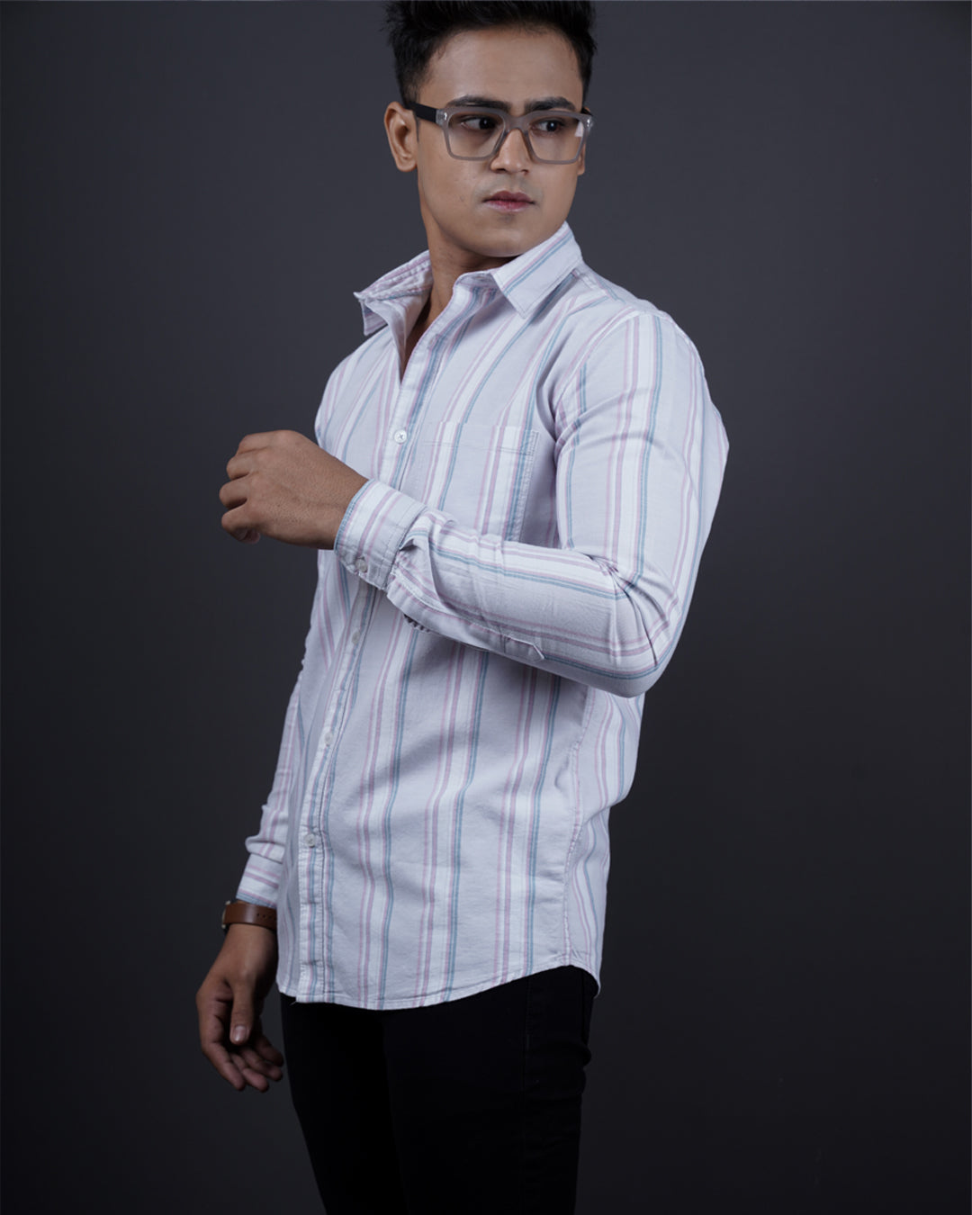 Grey color color lining casual shirt shirt for casual wear.