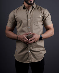 BEIGE COLOR PLAIN CASUAL SHIRT