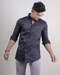 GREY COLOR PRINTED LYCRA CASUAL SHIRT