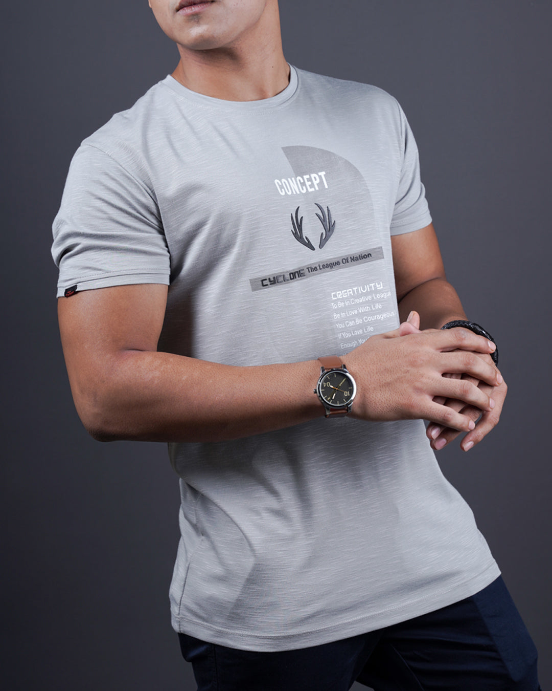 GREY COLOR ROUND NECK MATTER T-SHIRT