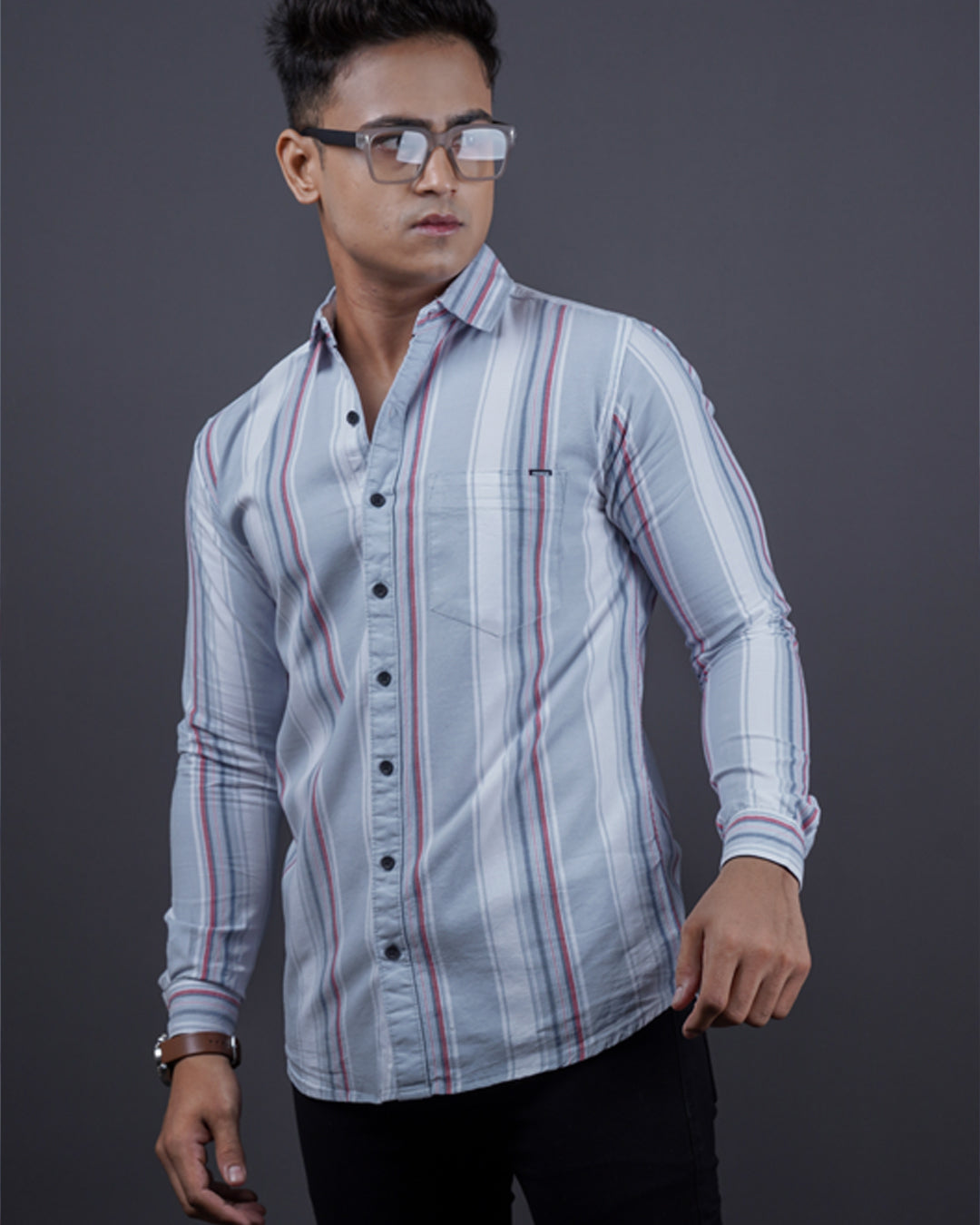 Grey color color lining casual shirt shirt for casual wear.