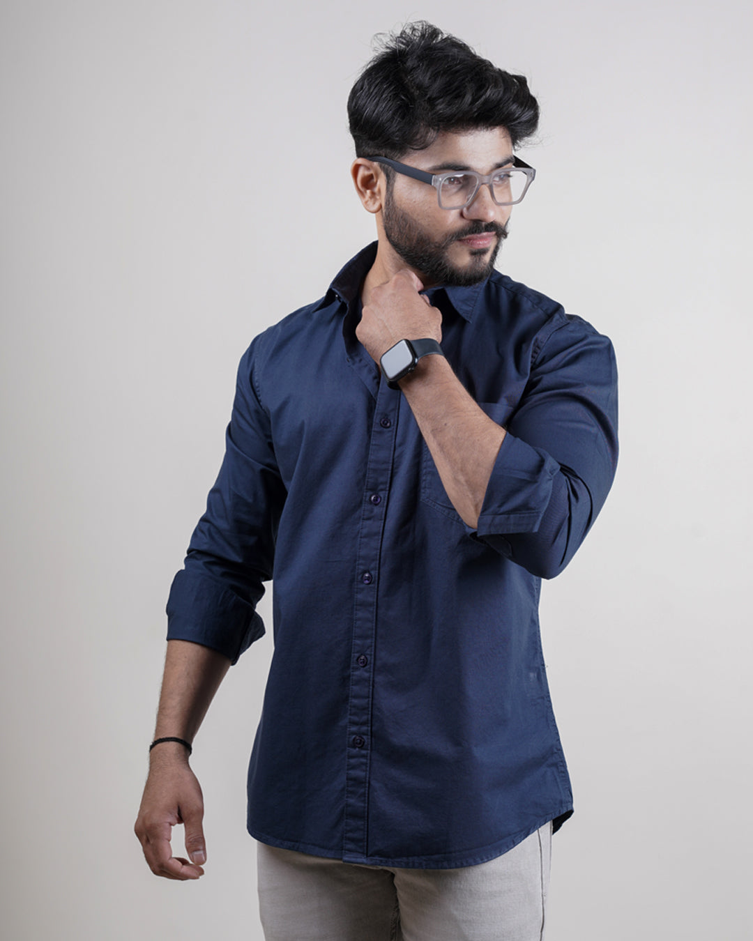 NAVY BLUE COLOR PLAIN CASUAL SHIRT