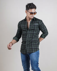 OLIVE COLOR CHECKS CASUAL SHIRT