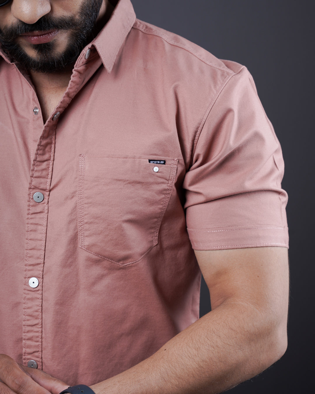 PEACH COLOR HALF SLEEVE PLAIN CASUAL SHIRT