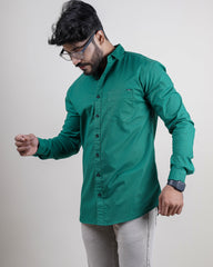 Green color color plain casual shirt shirt for casual wear.