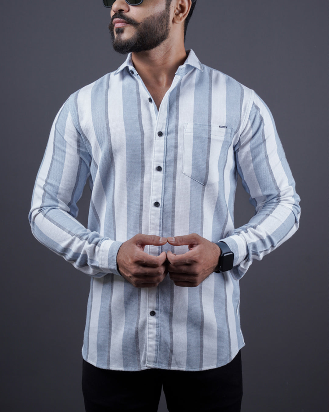 Grey color color lining casual shirt shirt for casual wear.