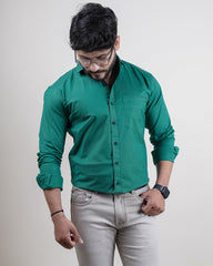 GREEN COLOR PLAIN CASUAL SHIRT