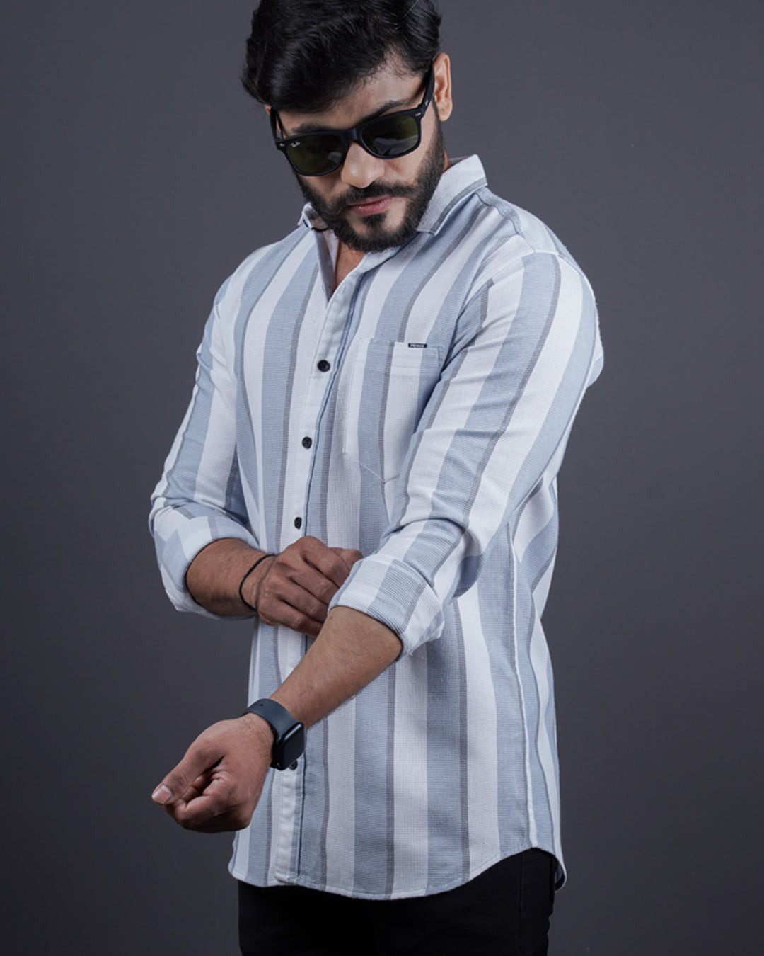 GREY COLOR LINING CASUAL SHIRT