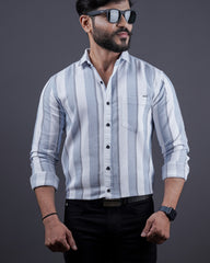 GREY COLOR LINING CASUAL SHIRT