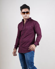 Wine color color plain casual shirt shirt for casual wear.