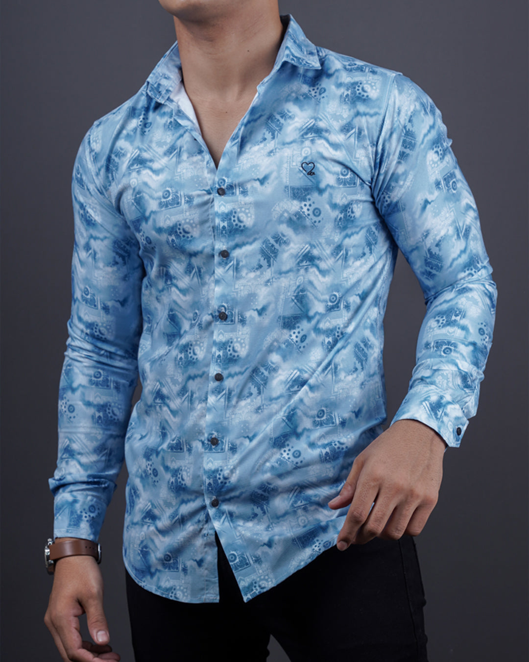 Blue color color printed casual shirt shirt for casual wear.