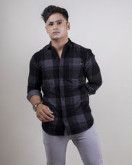 GREY-BLACK COLOR CHECKS CASUAL SHIRT