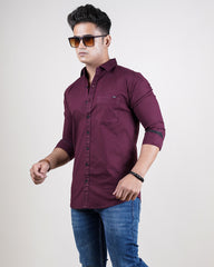 WINE COLOR PLAIN CASUAL SHIRT