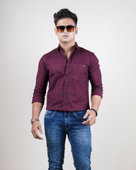 WINE COLOR PLAIN CASUAL SHIRT