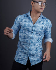 BLUE COLOR PRINTED CASUAL SHIRT