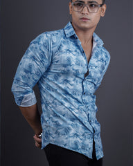 BLUE COLOR PRINTED CASUAL SHIRT