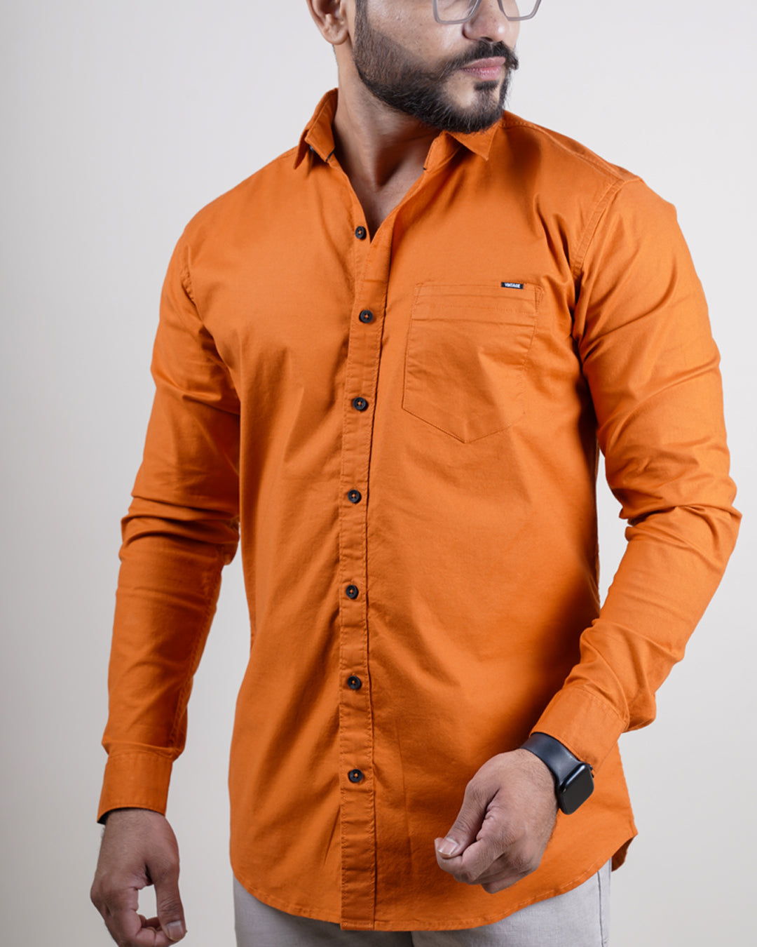 Orange color color plain casual shirt shirt for casual wear.