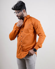 ORANGE COLOR PLAIN CASUAL SHIRT