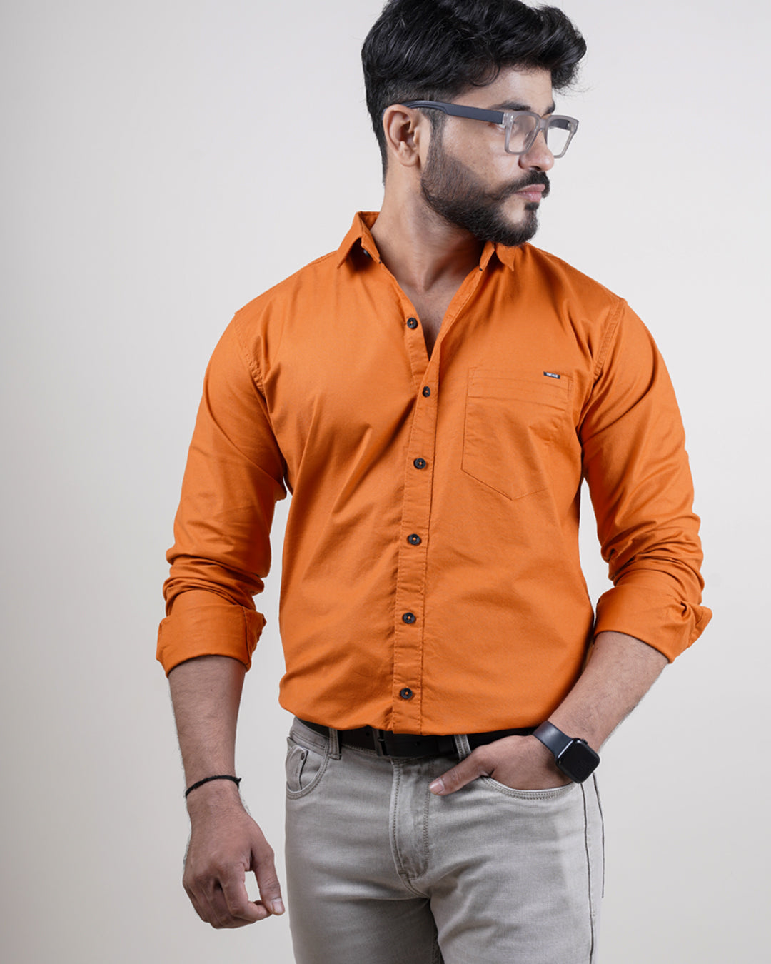 ORANGE COLOR PLAIN CASUAL SHIRT