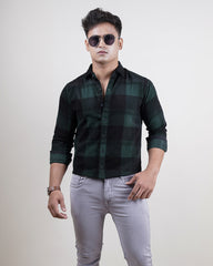 GREEN-BLACK COLOR CHECKS CASUAL SHIRT