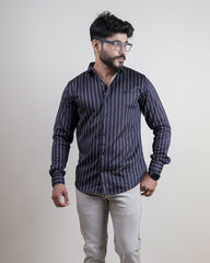 BLACK COLOR LINING CASUAL SHIRT