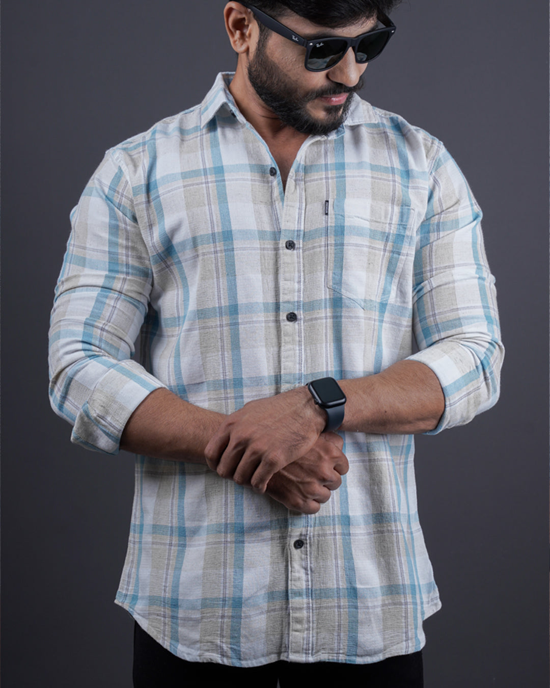 BLUE-WHITE COLOR CHECKS CASUAL SHIRT