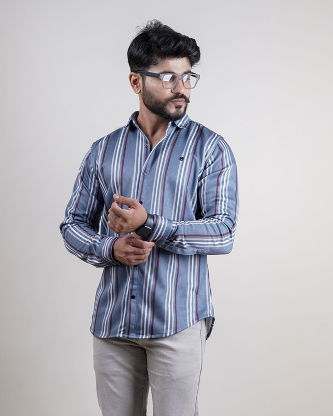 GREY COLOR LINING CASUAL SHIRT