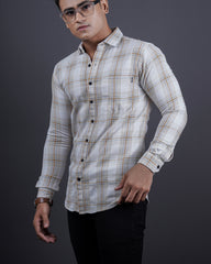 FAWN-WHITE COLOR CHECKS CASUAL SHIRT