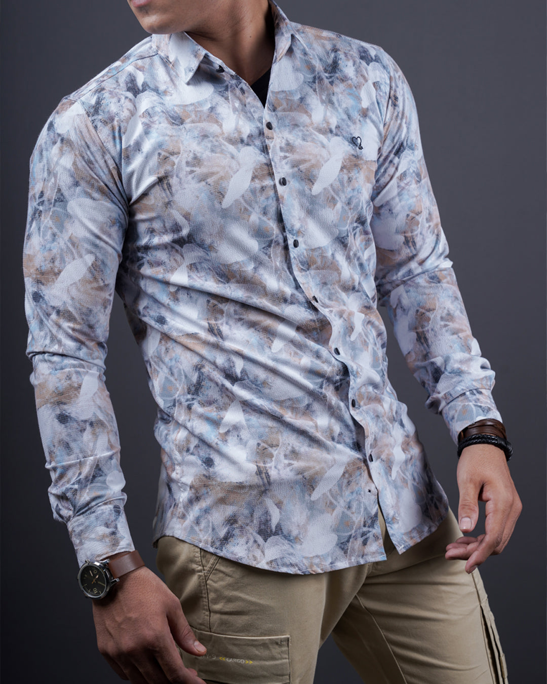 Multi color fawn color printed casual shirt shirt for casual wear.