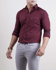 MAROON COLOR CHECKS CASUAL SHIRT