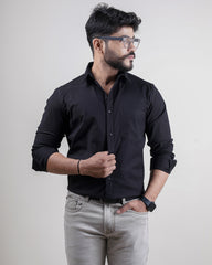 BLACK COLOR PLAIN CASUAL SHIRT