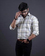 FAWN-CREAM COLOR CHECKS CASUAL SHIRT