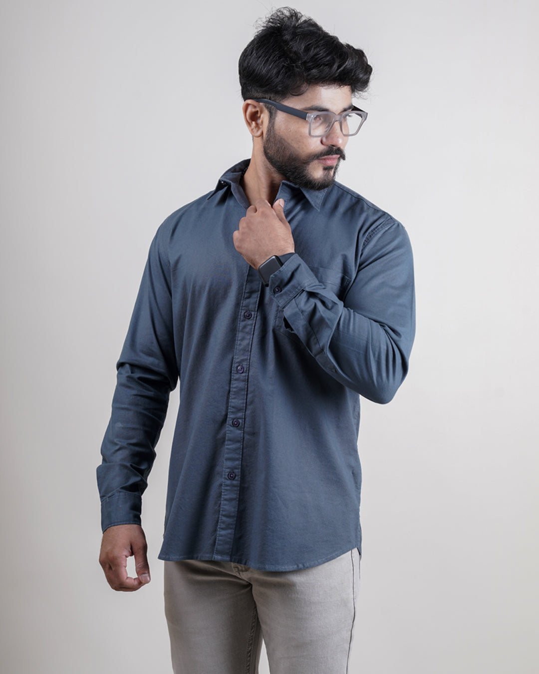 BLUE COLOR PLAIN CASUAL SHIRT