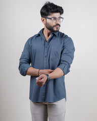 BLUE COLOR PLAIN CASUAL SHIRT