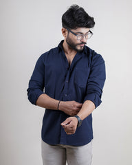 NAVY BLUE COLOR PLAIN CASUAL SHIRT