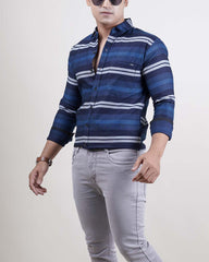 NAVY BLUE COLOR LINING CASUAL SHIRT