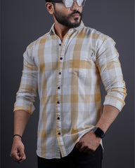 MUSTARD COLOR CHECKS CASUAL SHIRT